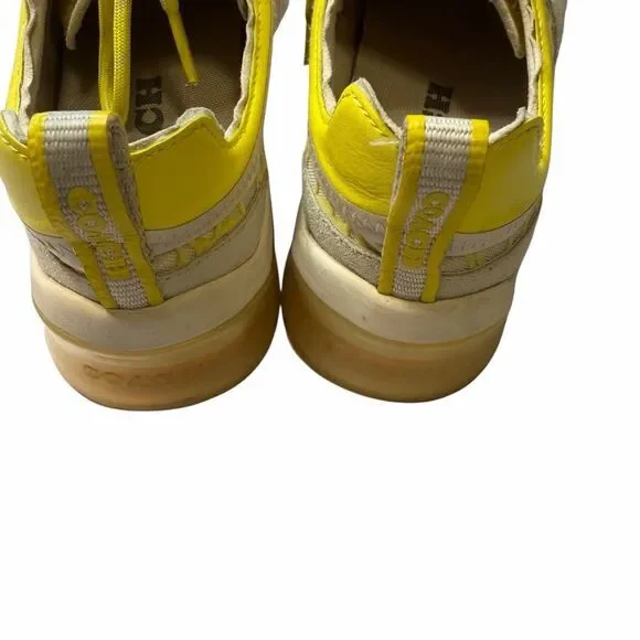 COACH Citysole Signature Mesh Runner Sneakers lemon yellow size 7.5 - Picture 6 of 9